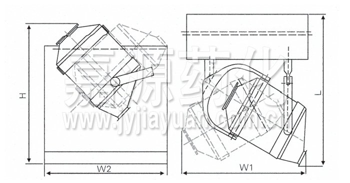 三維運動混合機結構示意圖